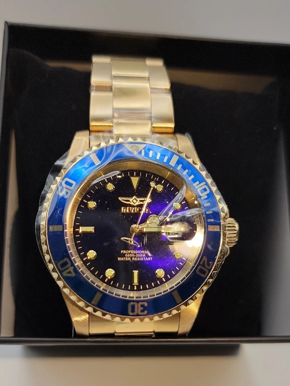 NWT Invicta Pro Diver Coastpath Men's Watch Purple Dial - 40mm Gold 26974